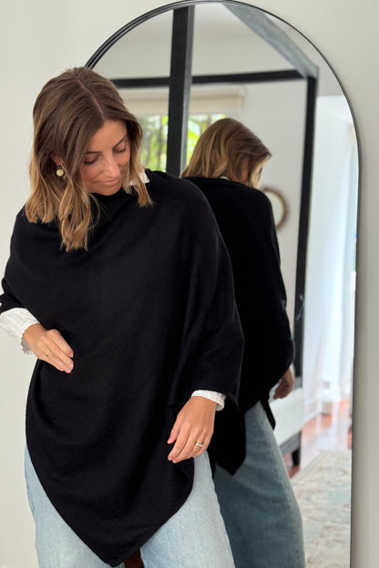Poncho Baby Alpaca Daisy Negro